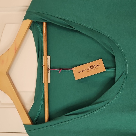 Natural Life All Day Cotton Tee Dress Teal Green Maxi Boho Lagenlook Size M - Picture 4 of 13